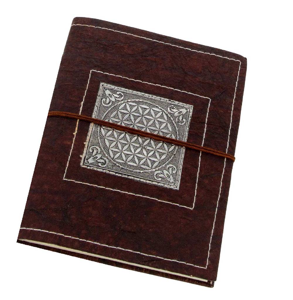 Kunst Und Magie Tagebuch Poesiealbum handgefertigt - Geprägtes Notizbuch Blume des Lebens Flower of Life 25x18cm XL