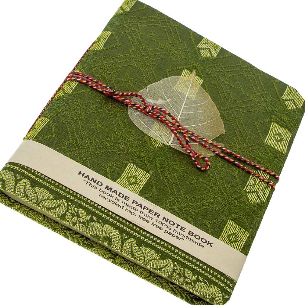 Kunst Und Magie Tagebuch Poesiealbum Handgefertigt Sari Baumwollpapier- Notizbuch Indien Buch 8x12cm Nachhaltig