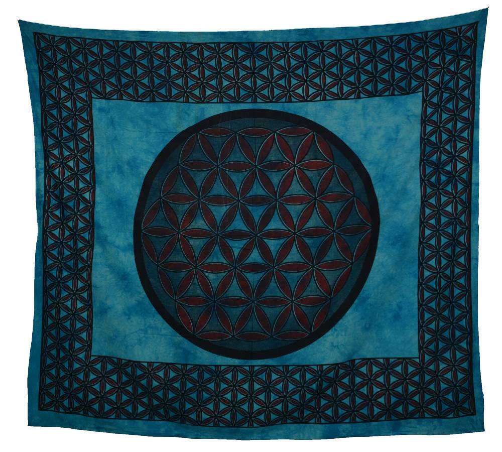 Kunst Und Magie Tagesdecke Wandbehang Blume Des Lebens Mandala Tuch Indien Ca. 230 X 210 Cm Von Kunst Und Magie