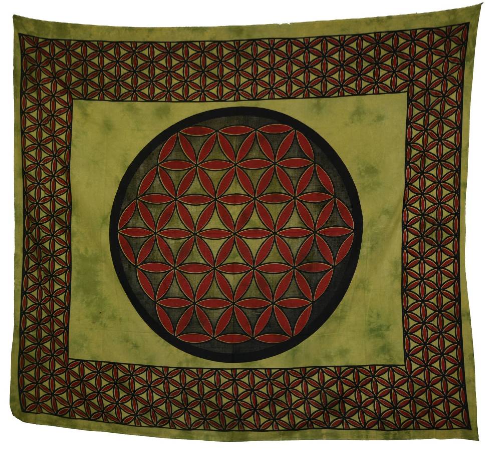 Kunst Und Magie Tagesdecke Wandbehang Blume Des Lebens Mandala Tuch Indien Ca. 230 X 210 Cm Von Kunst Und Magie