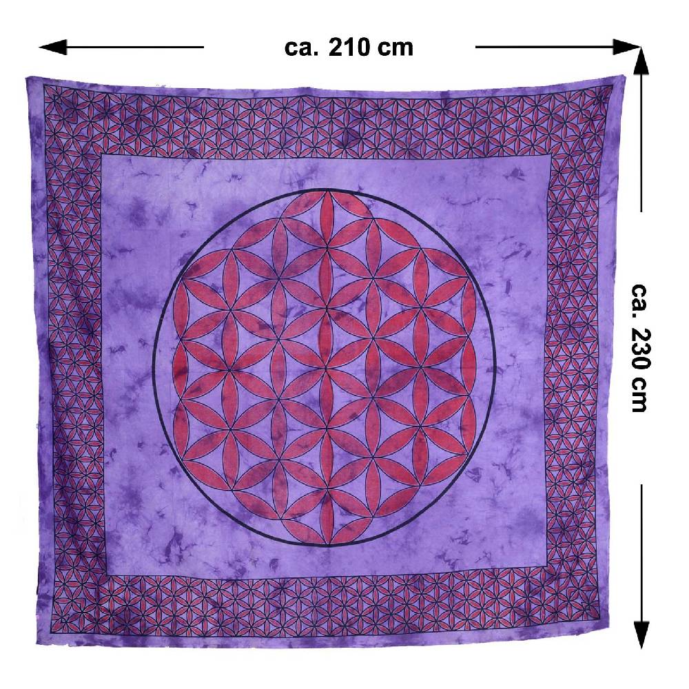 Kunst Und Magie Tagesdecke Wandbehang Blume Des Lebens Mandala Tuch Indien Ca. 230 X 210 Cm Von Kunst Und Magie
