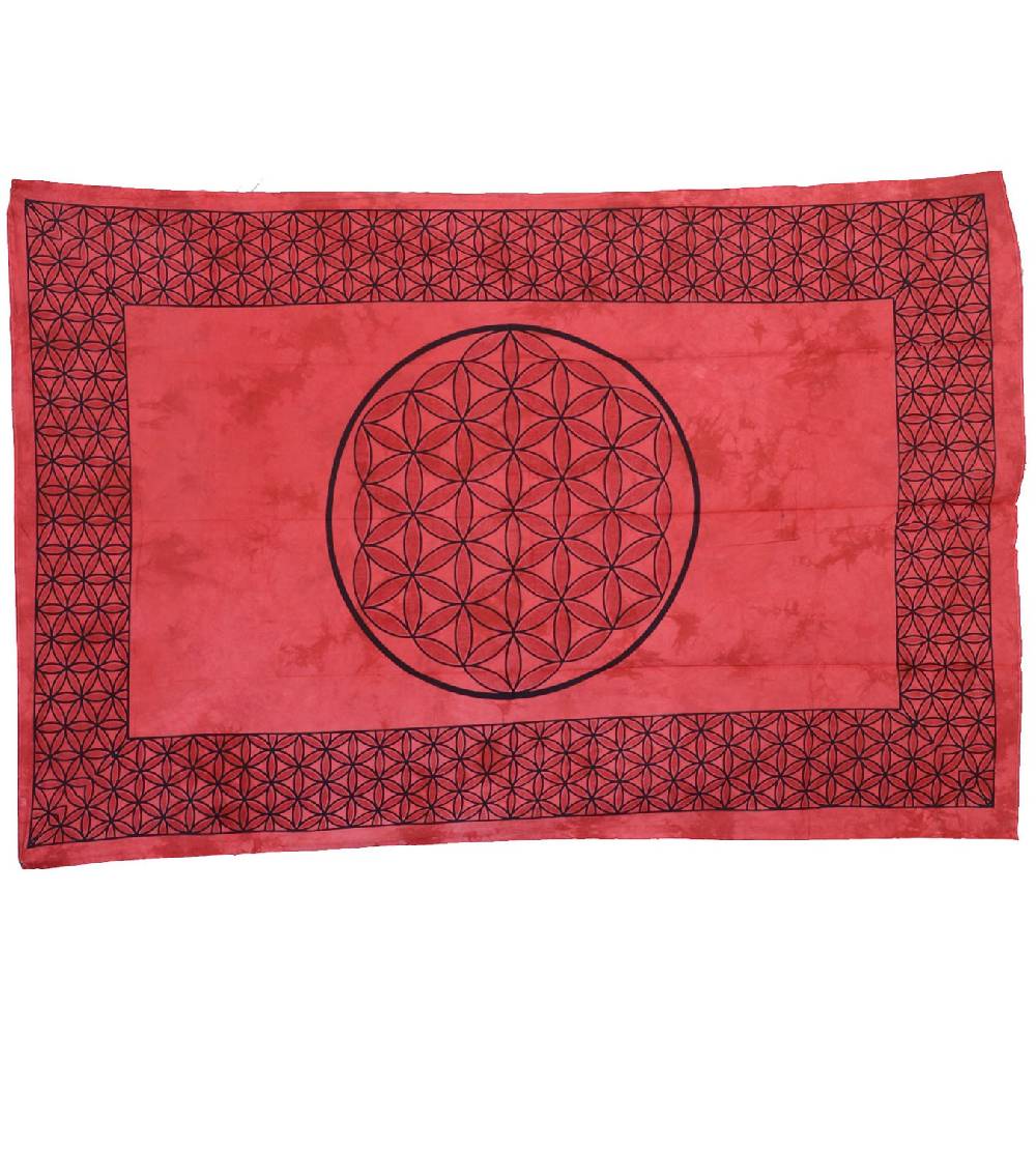 Kunst Und Magie Tagesdecke Wandbehang Blume Des Lebens Mandala Tuch Indien OM Ca. 205 X 140 Cm