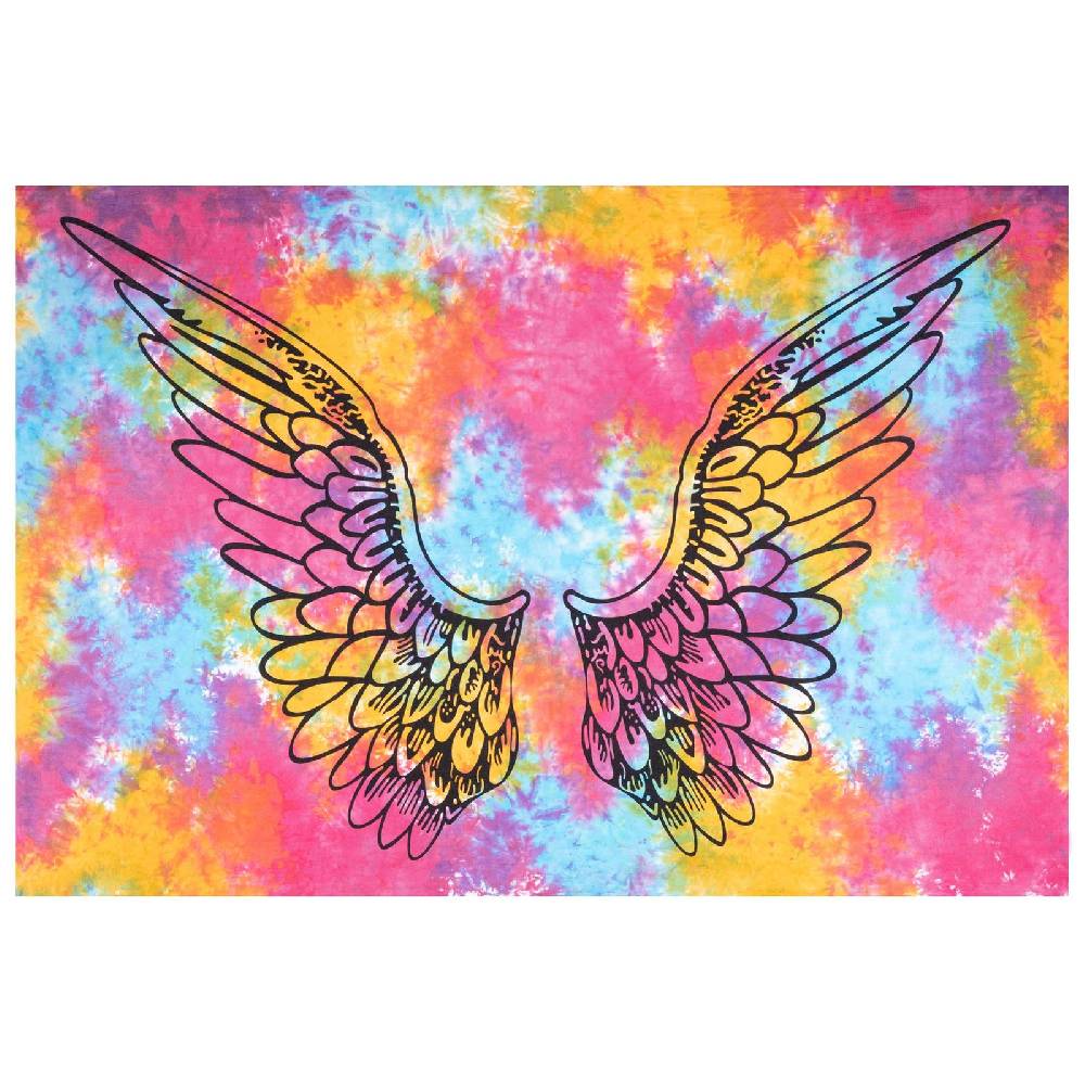 Kunst Und Magie Tagesdecke Wandbehang Bunt Deko Tuch Engelflügel Goa Hippie Ca.200 X 140cm