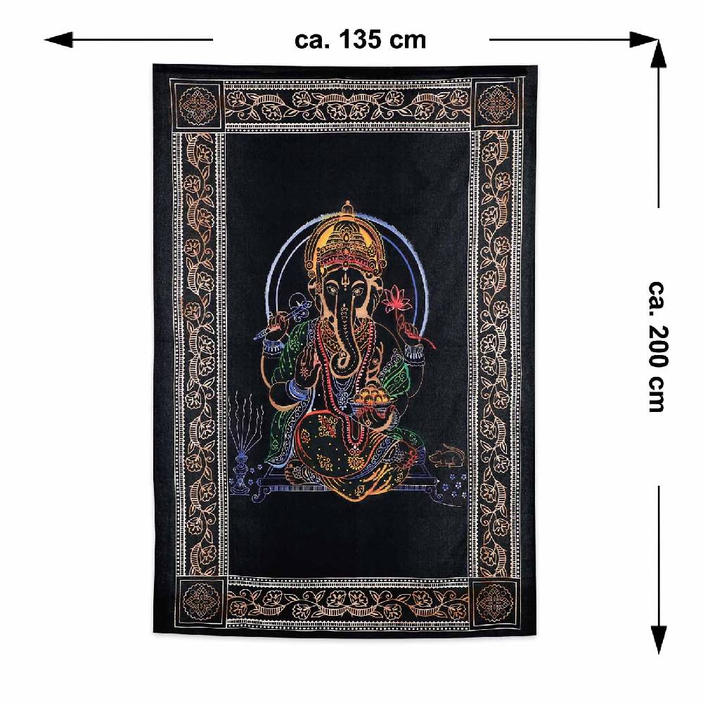 Kunst Und Magie Tagesdecke Wandbehang Deko Ganesha Meditation UV Aktiv Ca. 200 X 135 Cm
