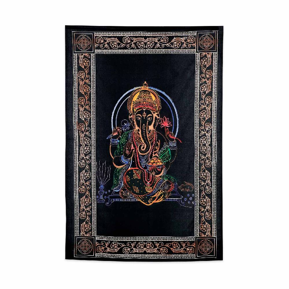 Kunst Und Magie Tagesdecke Wandbehang Deko Ganesha Meditation UV Aktiv Ca. 200 X 135 Cm