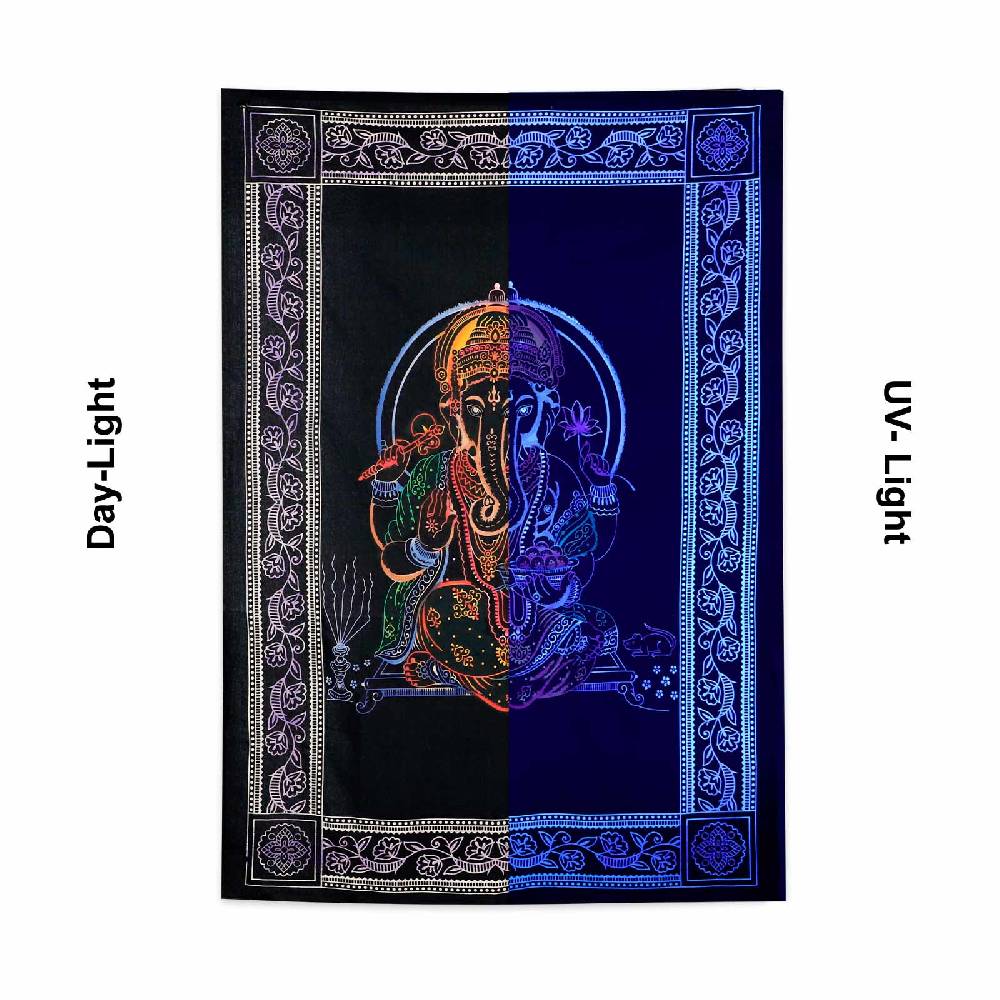 Kunst Und Magie Tagesdecke Wandbehang Deko Lord Ganesha Meditation UV Aktiv Ca. 200 X 135 Cm