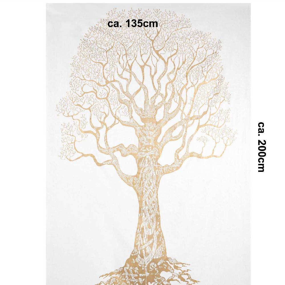 Kunst Und Magie Tagesdecke Wandbehang Deko Tuch Goldener Baum Lebensbaum Ca. 200 X135cm