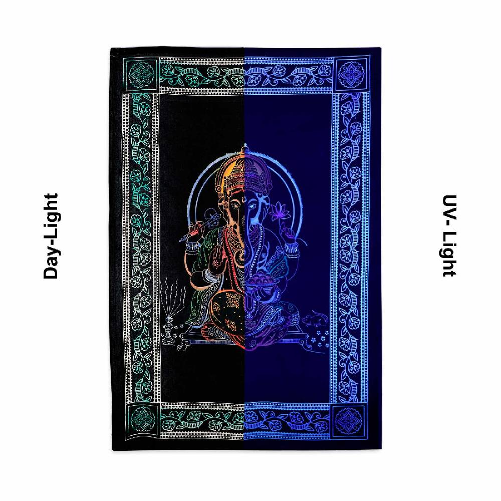 Kunst Und Magie Tagesdecke Wandbehang Deko Tuch Lord Ganesha Meditation UV Aktiv Ca. 200 X135 Cm