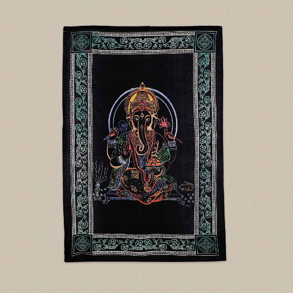 Kunst Und Magie Tagesdecke Wandbehang Deko Tuch Lord Ganesha Meditation UV Aktiv Ca. 200 X135 Cm