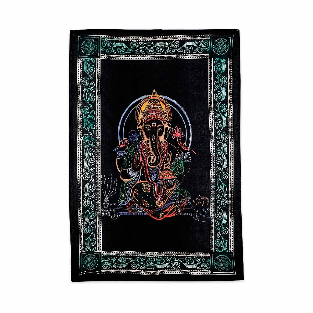 Kunst Und Magie Tagesdecke Wandbehang Deko Tuch Lord Ganesha Meditation UV Aktiv Ca. 200 X135 Cm