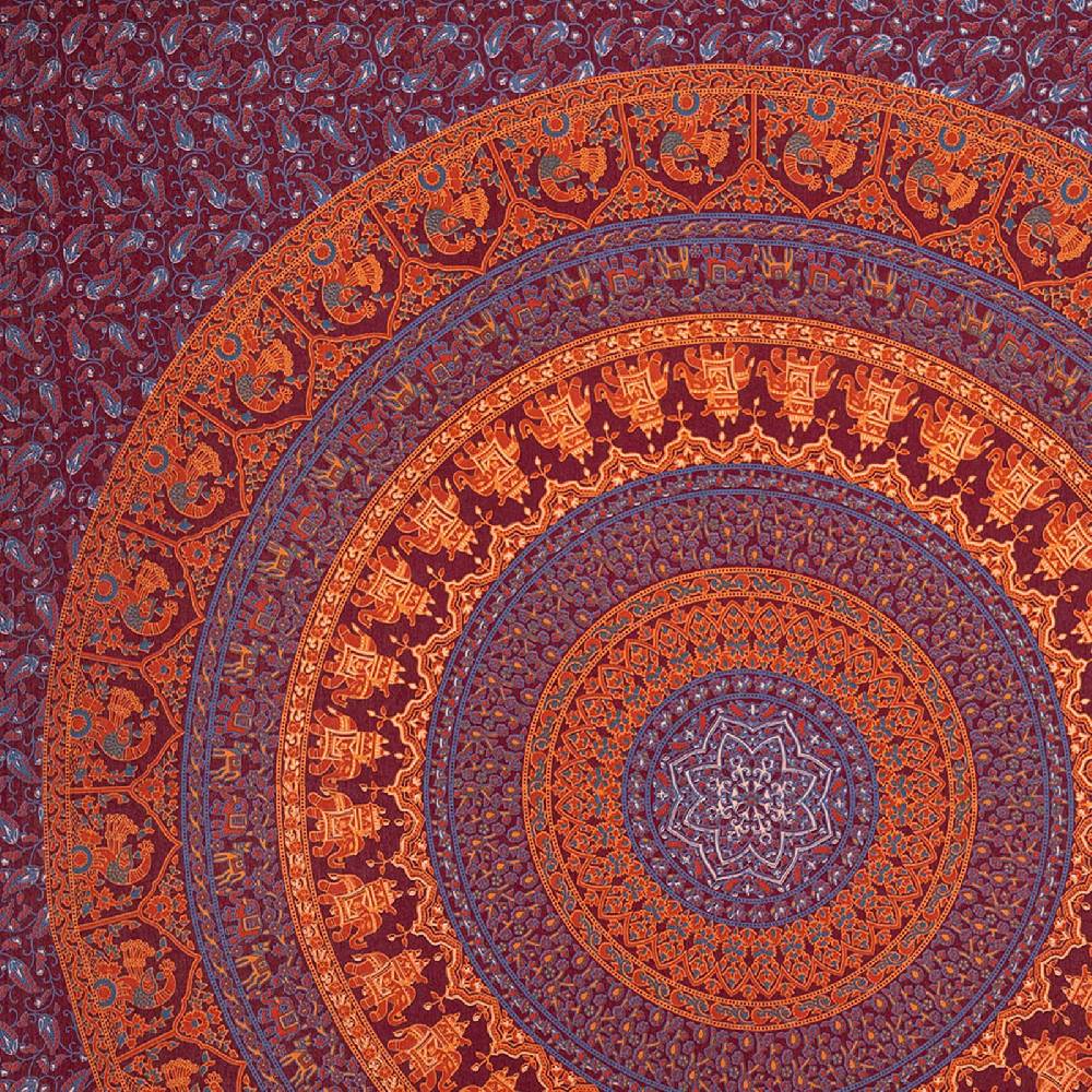 Kunst Und Magie Tagesdecke Wandbehang Mandala Deko Tuch Indisch Elefant XL Ca. 200 X 230cm