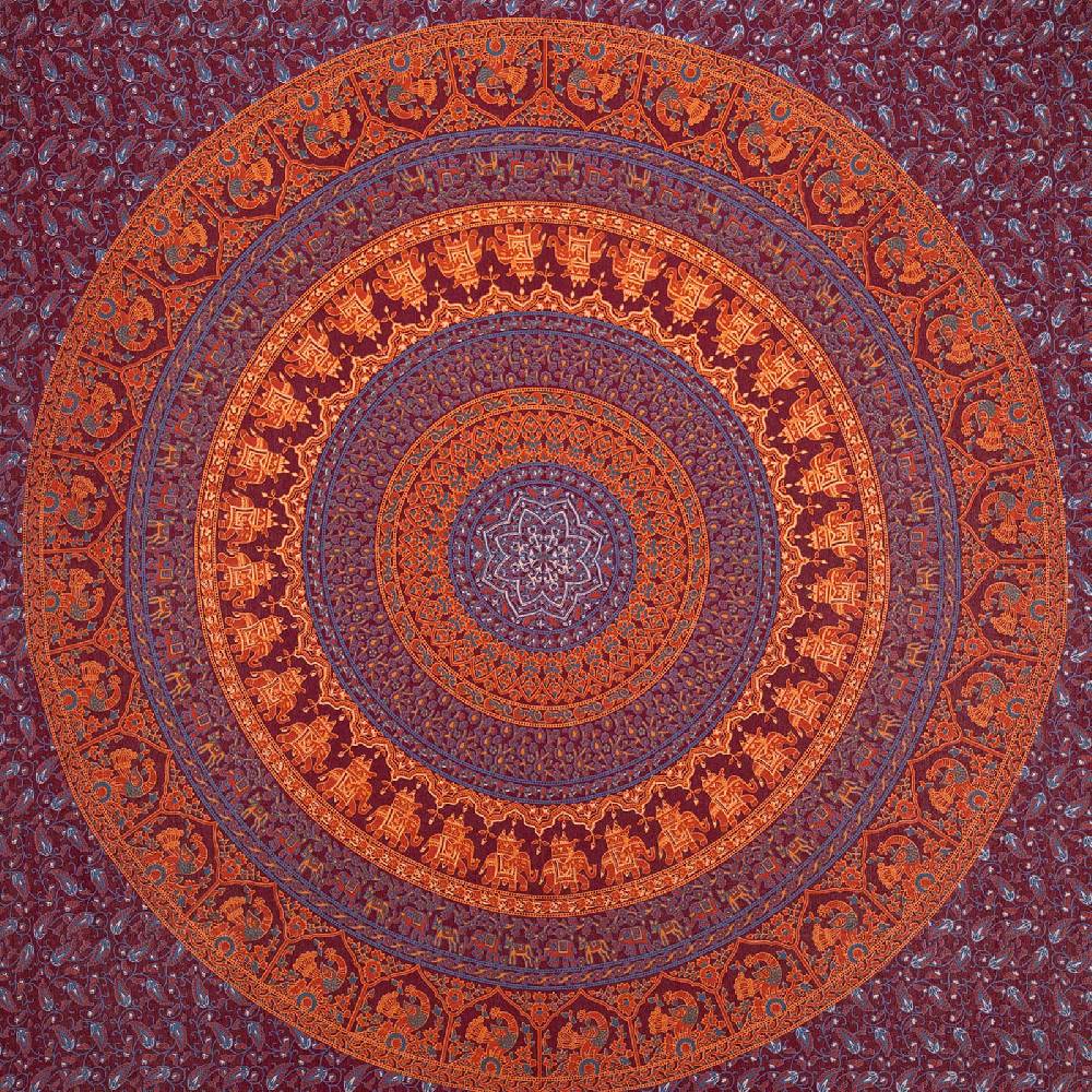 Kunst Und Magie Tagesdecke Wandbehang Mandala Deko Tuch Indisch Elefant XL Ca. 200 X 230cm