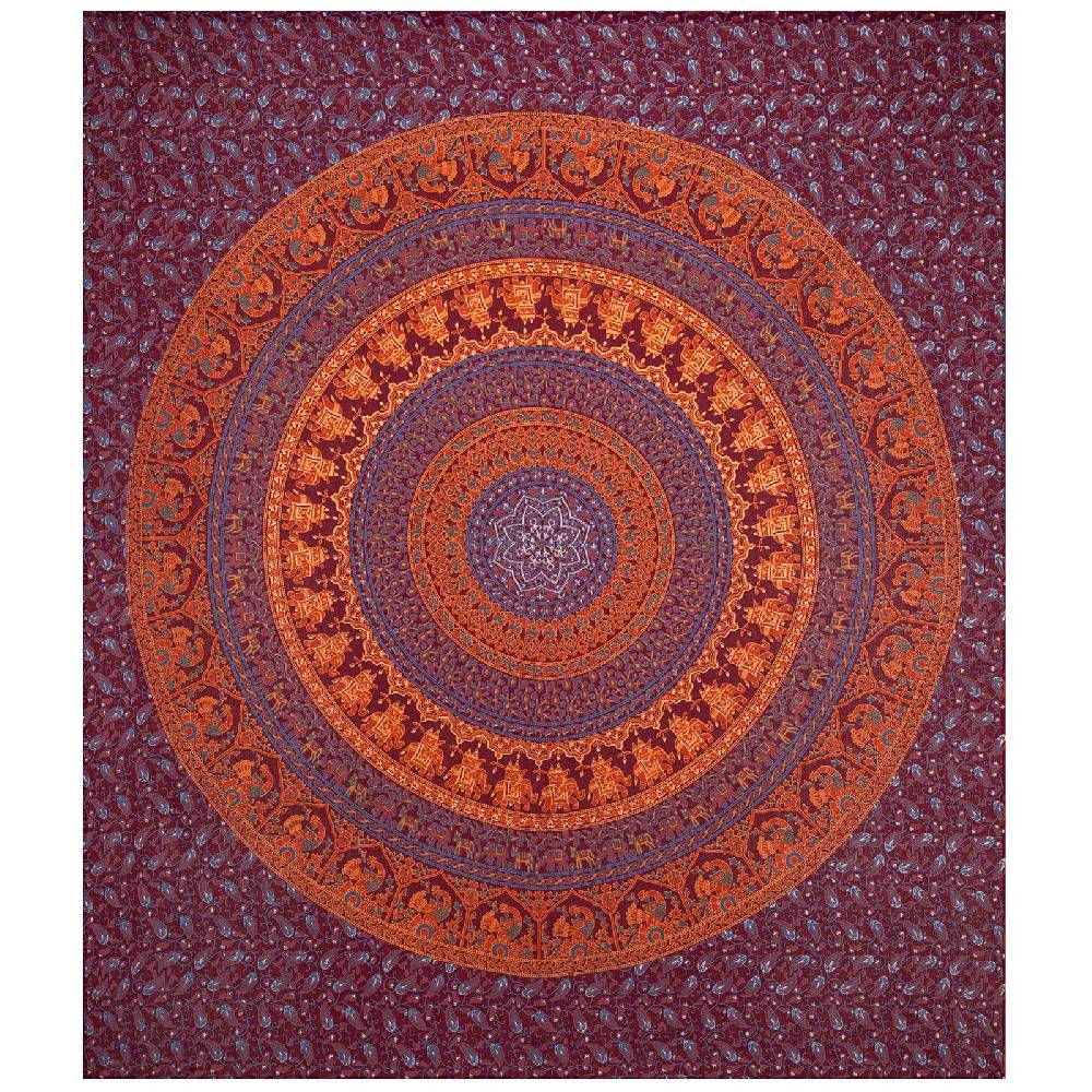 Kunst Und Magie Tagesdecke Wandbehang Mandala Deko Tuch Indisch Elefant XL Ca. 200 X 230cm