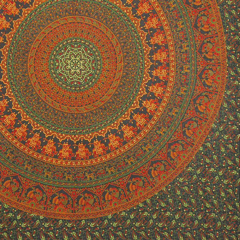 Kunst Und Magie Tagesdecke Wandbehang Mandala Deko Tuch Indisch Elefant XL Ca. 200 X 230cm