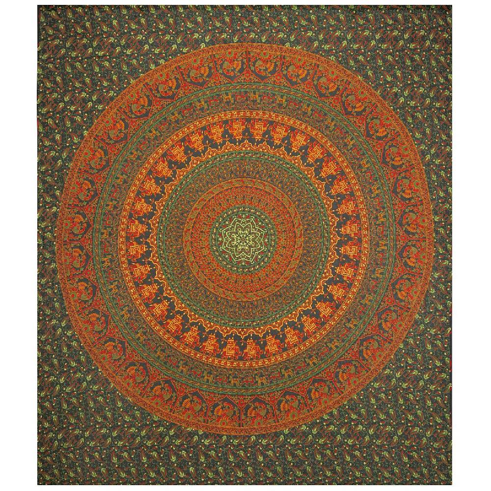 Kunst Und Magie Tagesdecke Wandbehang Mandala Deko Tuch Indisch Elefant XL Ca. 200 X 230cm
