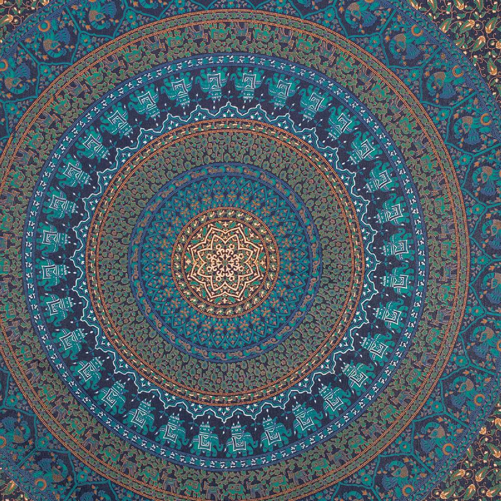 Kunst Und Magie Tagesdecke Wandbehang Mandala Deko Tuch Indisch Elefant XL Ca. 200 X 230cm