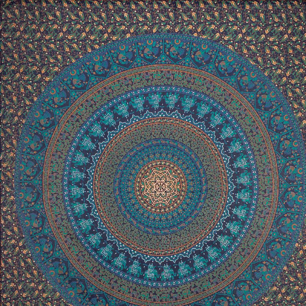 Kunst Und Magie Tagesdecke Wandbehang Mandala Deko Tuch Indisch Elefant XL Ca. 200 X 230cm