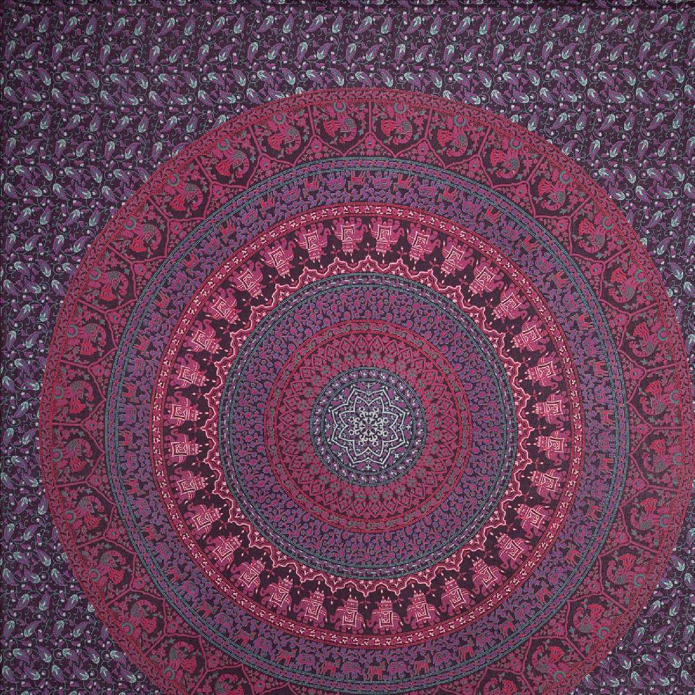 Kunst Und Magie Tagesdecke Wandbehang Mandala Deko Tuch Indisch Elefant XL Ca. 200 X 230cm