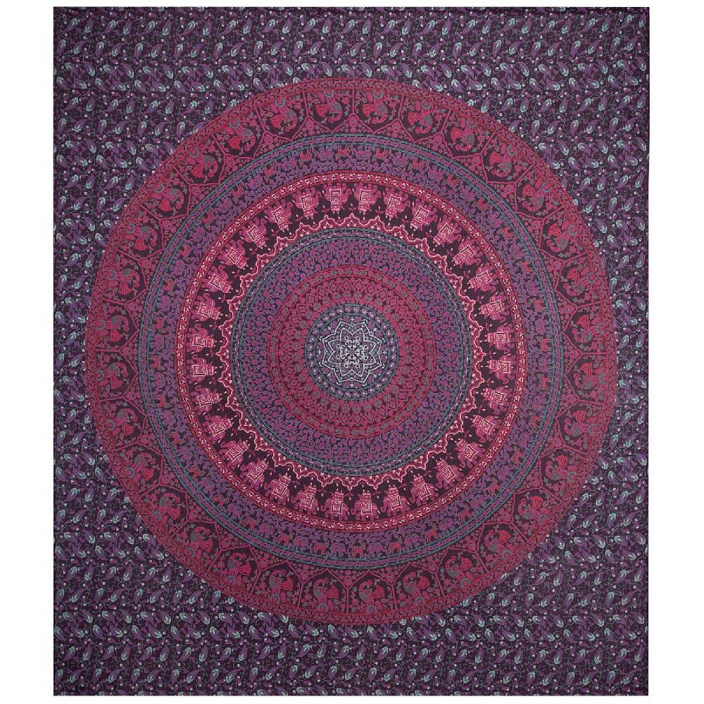 Kunst Und Magie Tagesdecke Wandbehang Mandala Deko Tuch Indisch Elefant XL Ca. 200 X 230cm
