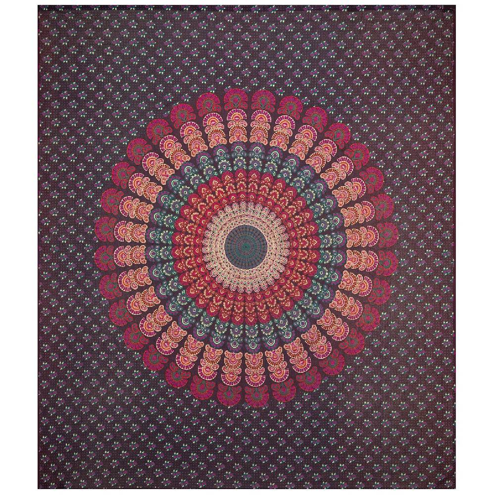 Kunst Und Magie Tagesdecke Wandbehang Mandala Deko Tuch Peacock Pfau XL Ca. 200 X 230cm