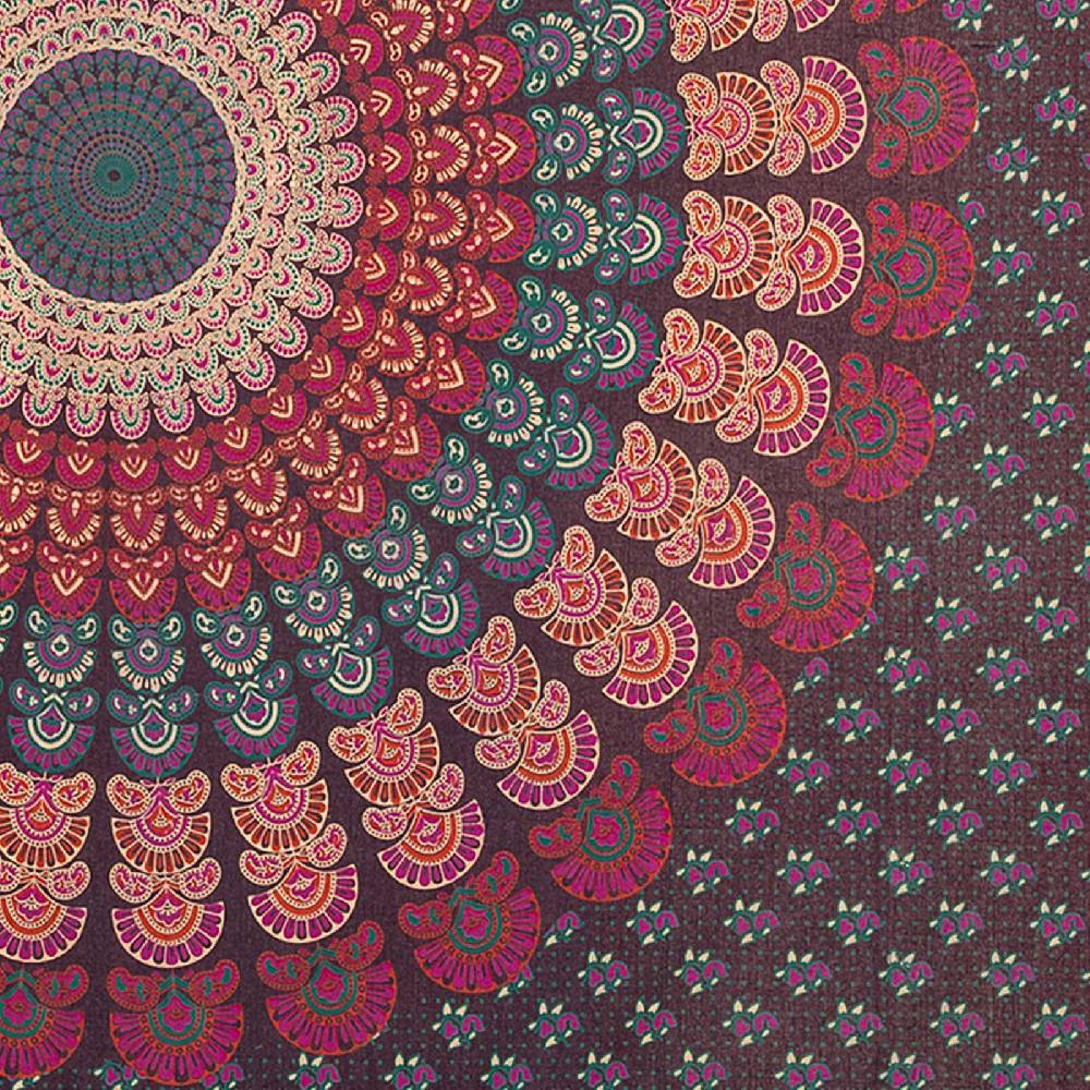 Kunst Und Magie Tagesdecke Wandbehang Mandala Deko Tuch Peacock Pfau XL Ca. 200 X 230cm