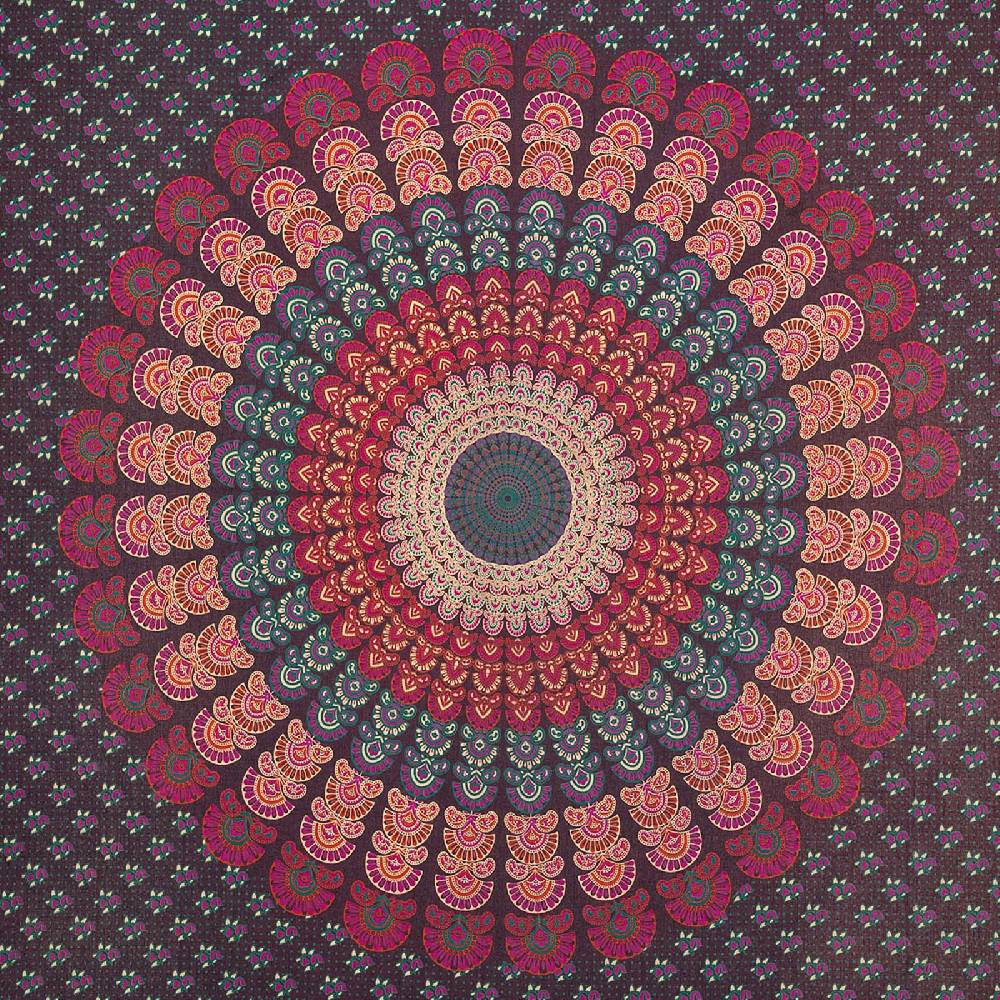 Kunst Und Magie Tagesdecke Wandbehang Mandala Deko Tuch Peacock Pfau XL Ca. 200 X 230cm