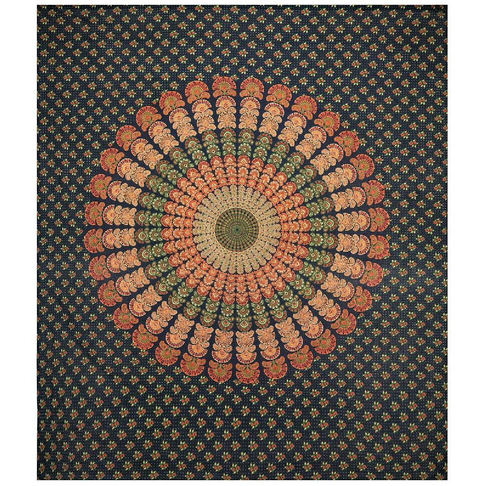 Kunst Und Magie Tagesdecke Wandbehang Mandala Deko Tuch Peacock Pfau XL Ca. 200 X 230cm