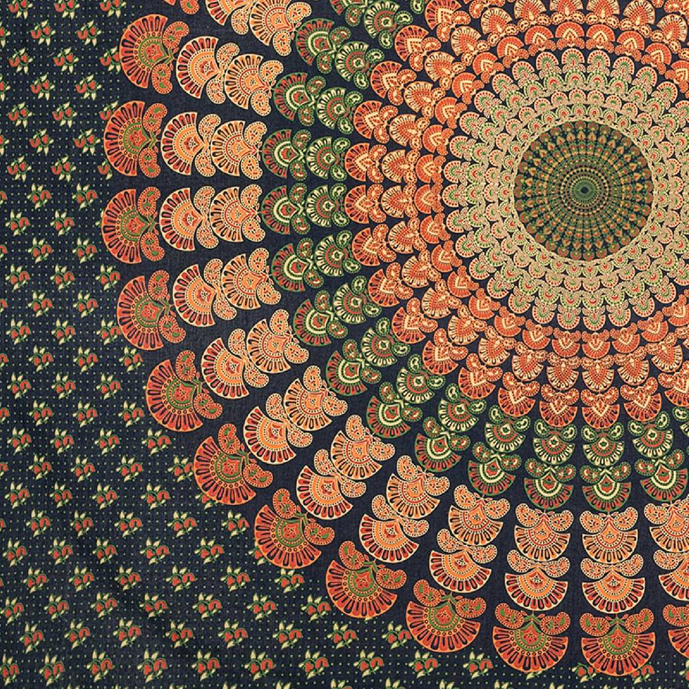 Kunst Und Magie Tagesdecke Wandbehang Mandala Deko Tuch Peacock Pfau XL Ca. 200 X 230cm