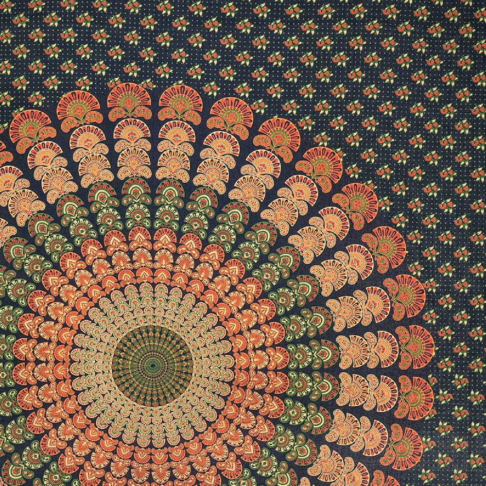 Kunst Und Magie Tagesdecke Wandbehang Mandala Deko Tuch Peacock Pfau XL Ca. 200 X 230cm