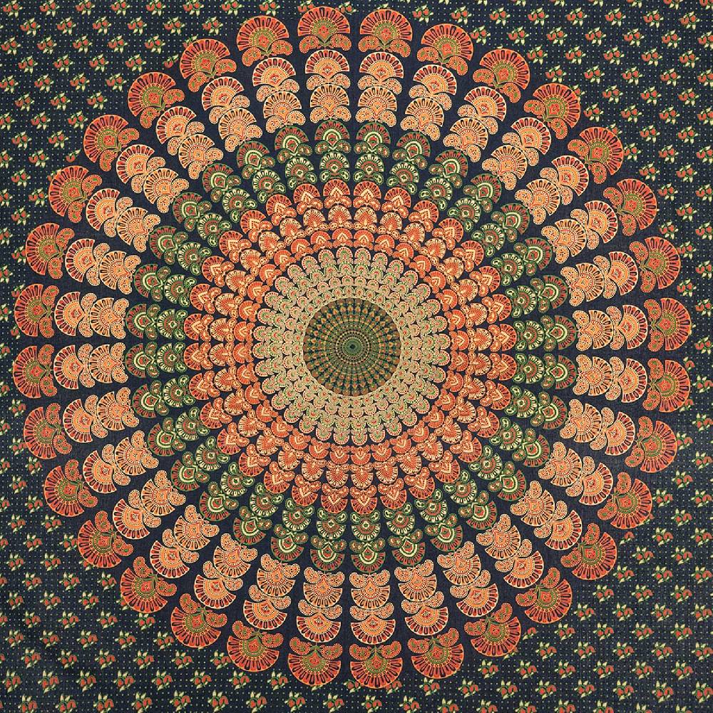 Kunst Und Magie Tagesdecke Wandbehang Mandala Deko Tuch Peacock Pfau XL Ca. 200 X 230cm