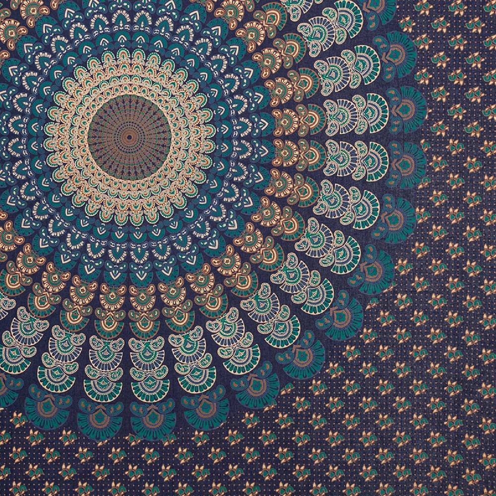 Kunst Und Magie Tagesdecke Wandbehang Mandala Deko Tuch Peacock Pfau XL Ca. 200 X 230cm
