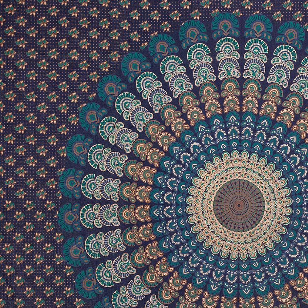 Kunst Und Magie Tagesdecke Wandbehang Mandala Deko Tuch Peacock Pfau XL Ca. 200 X 230cm