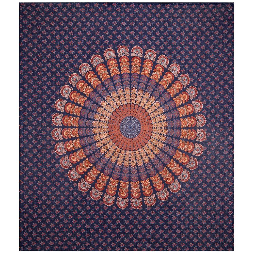 Kunst Und Magie Tagesdecke Wandbehang Mandala Deko Tuch Peacock Pfau XL Ca. 200 X 230cm