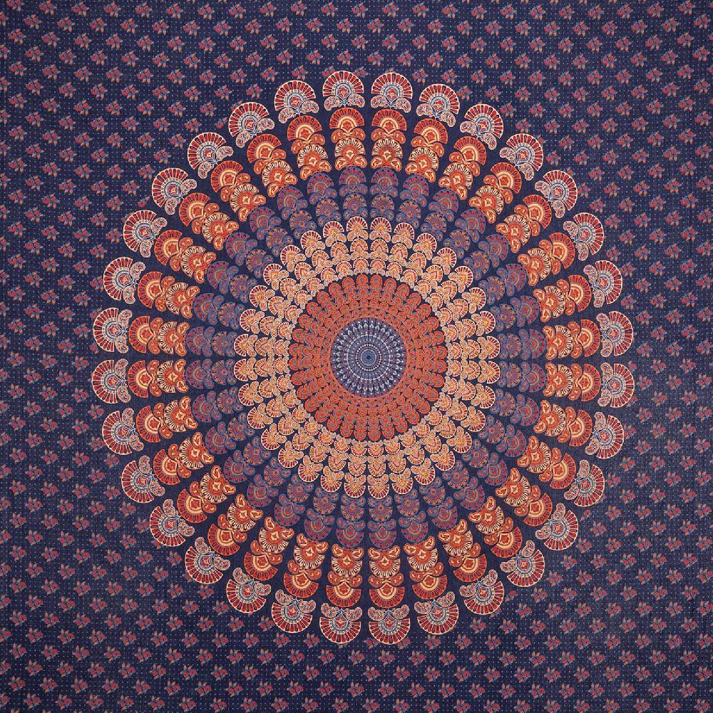 Kunst Und Magie Tagesdecke Wandbehang Mandala Deko Tuch Peacock Pfau XL Ca. 200 X 230cm