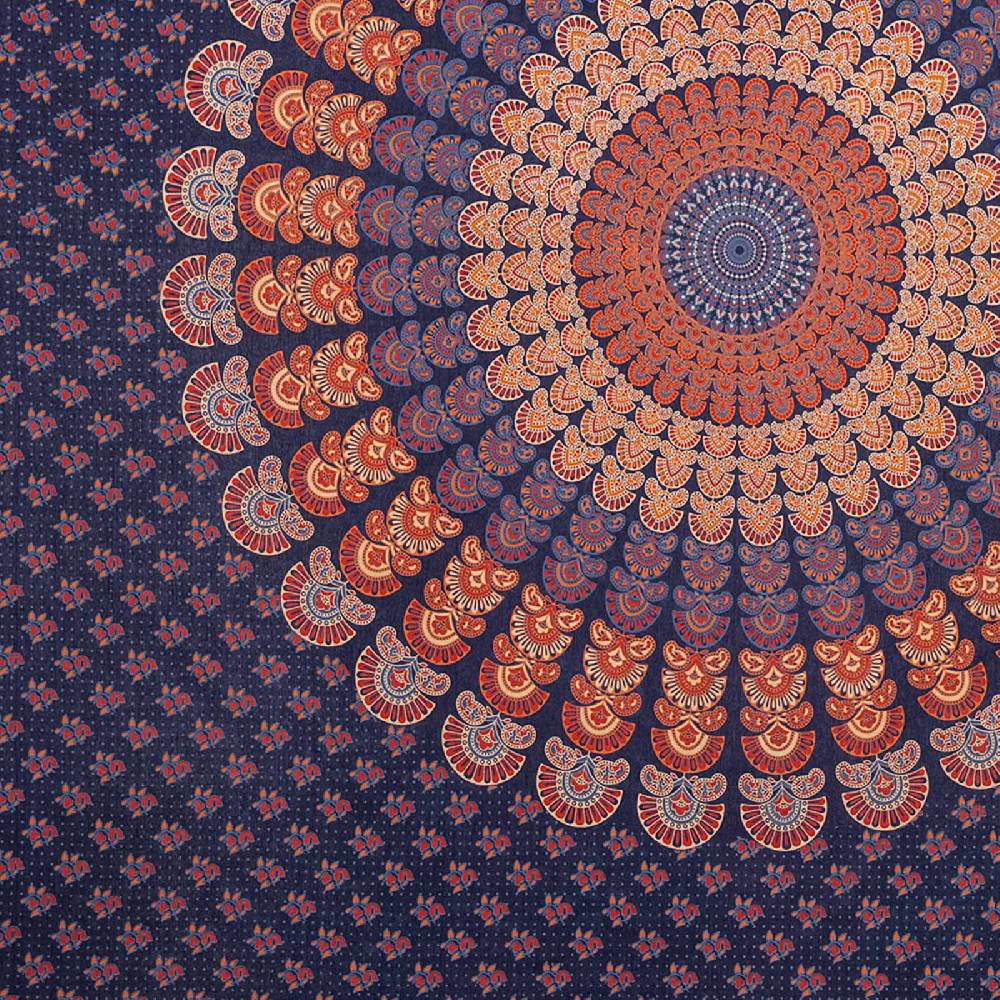 Kunst Und Magie Tagesdecke Wandbehang Mandala Deko Tuch Peacock Pfau XL Ca. 200 X 230cm