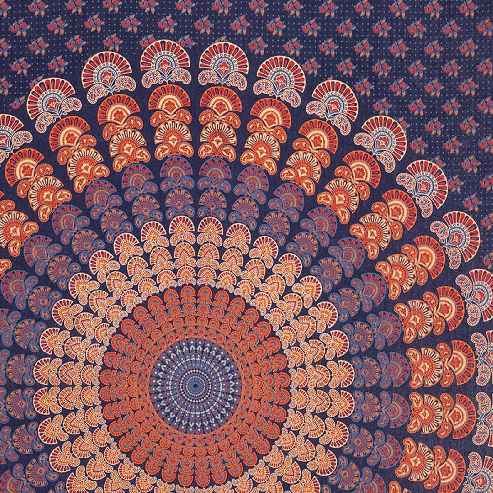 Kunst Und Magie Tagesdecke Wandbehang Mandala Deko Tuch Peacock Pfau XL Ca. 200 X 230cm