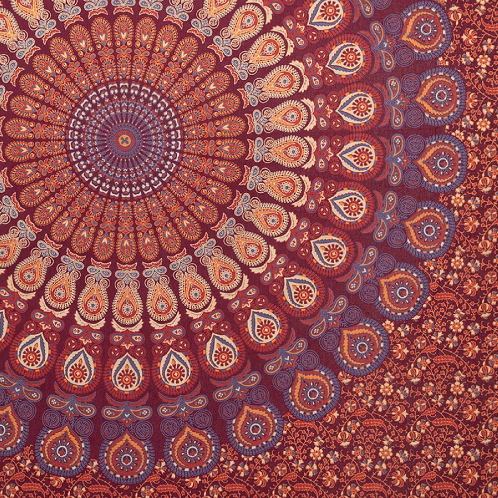 Kunst Und Magie Tagesdecke Wandbehang Mandala Deko Tuch Peacock Pfau XL Ca. 200 X 230cm