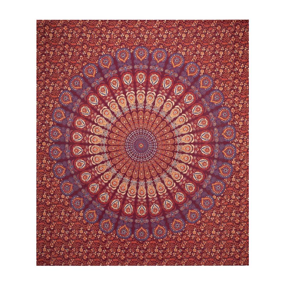 Kunst Und Magie Tagesdecke Wandbehang Mandala Deko Tuch Peacock Pfau XL Ca. 200 X 230cm