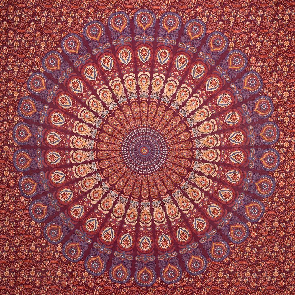 Kunst Und Magie Tagesdecke Wandbehang Mandala Deko Tuch Peacock Pfau XL Ca. 200 X 230cm