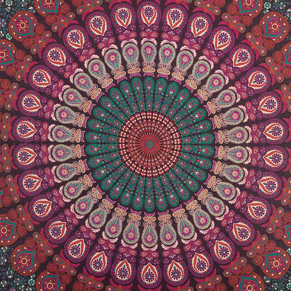 Kunst Und Magie Tagesdecke Wandbehang Mandala Deko Tuch Peacock Pfau XL Ca. 200 X 230cm