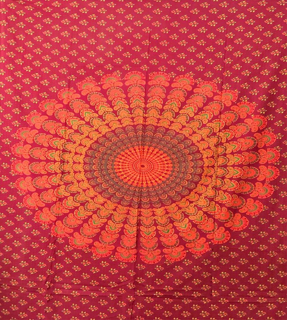 Kunst Und Magie Tagesdecke Wandbehang Mandala Deko Tuch Peacock Pfau XL Ca. 200 X 230cm