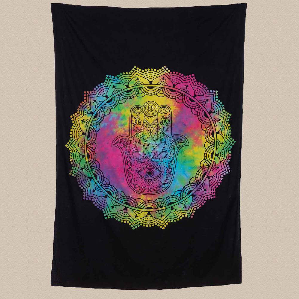 Kunst Und Magie Tagesdecke Wandbehang Wand-Deko-Tuch Hamsa Hand Der Fatima Ca. 200 X 135 Cm