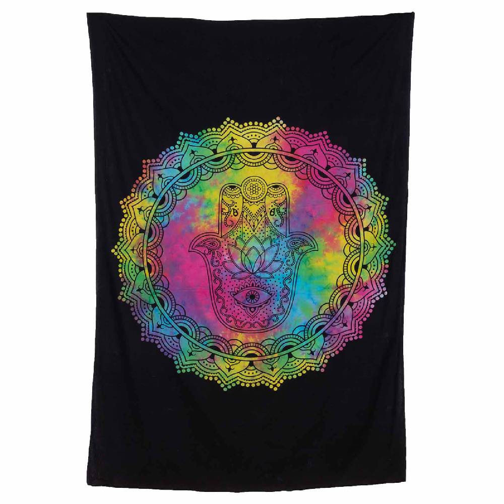 Kunst Und Magie Tagesdecke Wandbehang Wand-Deko-Tuch Hamsa Hand Der Fatima Ca. 200 X 135 Cm