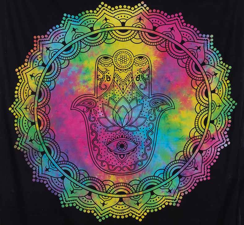 Kunst Und Magie Tagesdecke Wandbehang Wand-Deko-Tuch Hamsa Hand Der Fatima Ca. 200 X 135 Cm