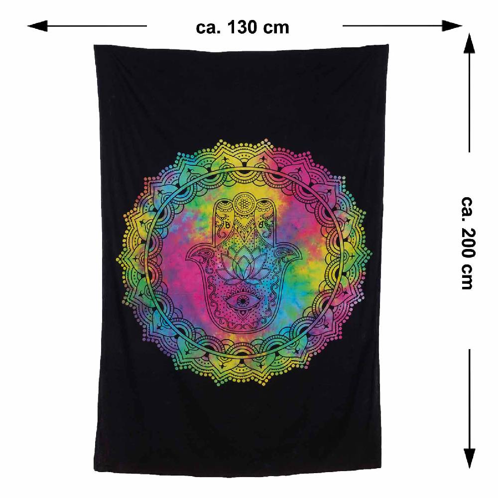 Kunst Und Magie Tagesdecke Wandbehang Wand-Deko-Tuch Hamsa Hand Der Fatima Ca. 200 X 135 Cm