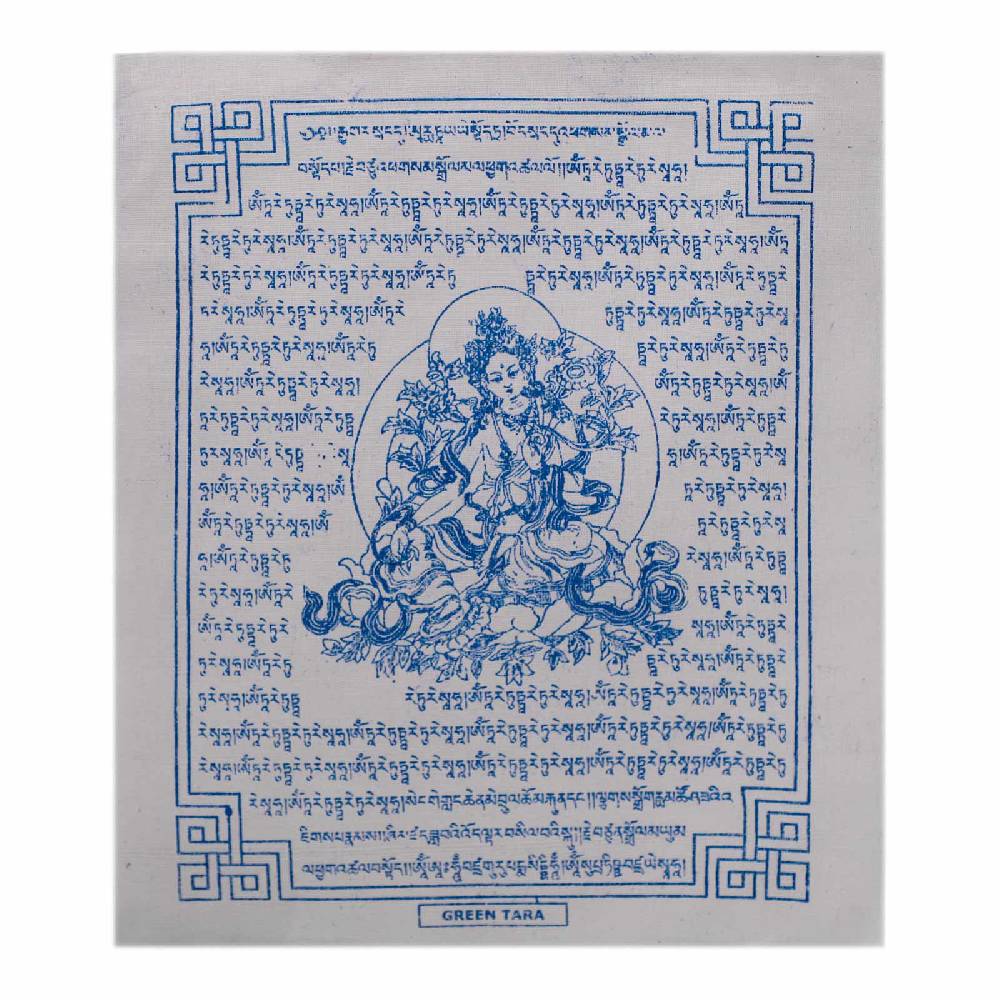 Kunst Und Magie Tibetische Gebetsfahnen Grüne Tara Green Tara Mantra Bunt Ca 2,2m Tibet Praying Flag