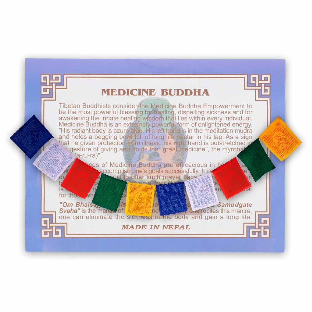 Kunst Und Magie Tibetische Gebetsfahnen Medizin Buddha Mantra Bunt Ca 2,2m Tibet Praying Flag