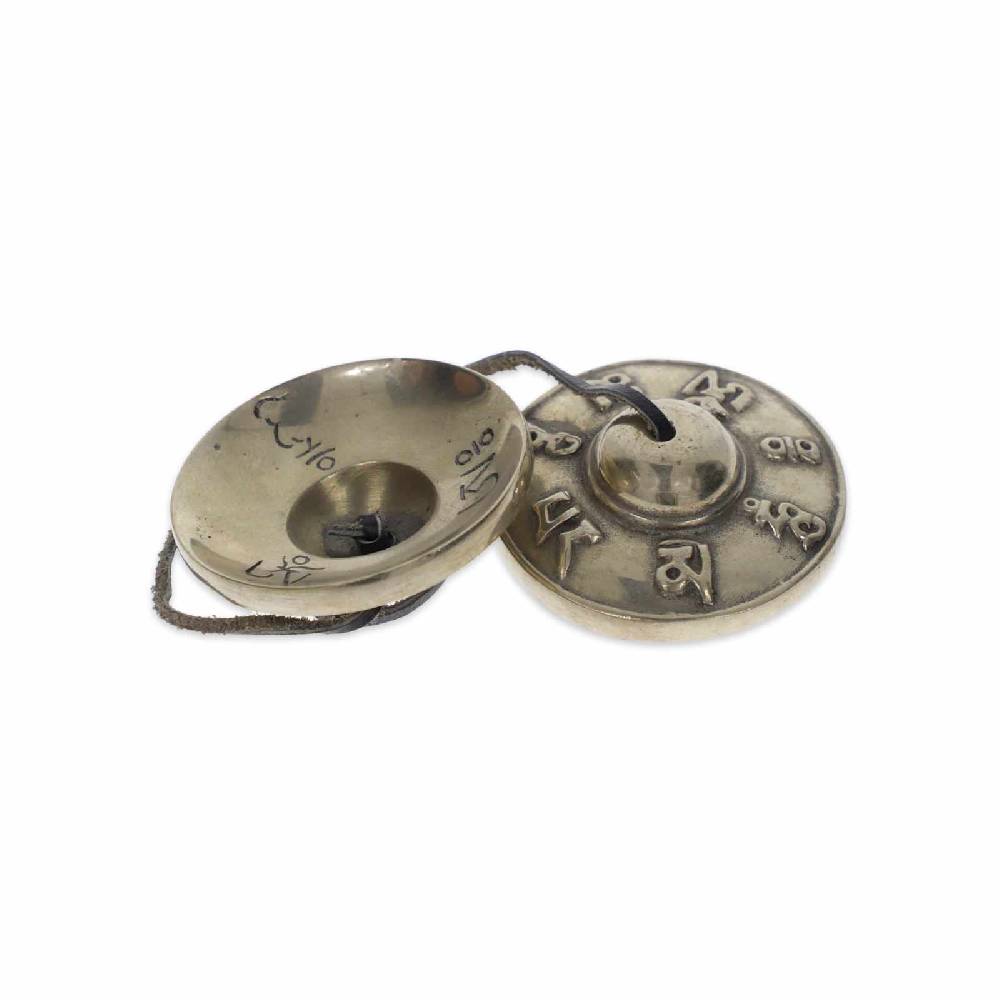 Kunst Und Magie Tibetische Zimbeln OM Tingcha Mit Hellem Klang 6,5 Cm Mit Geschenkbox