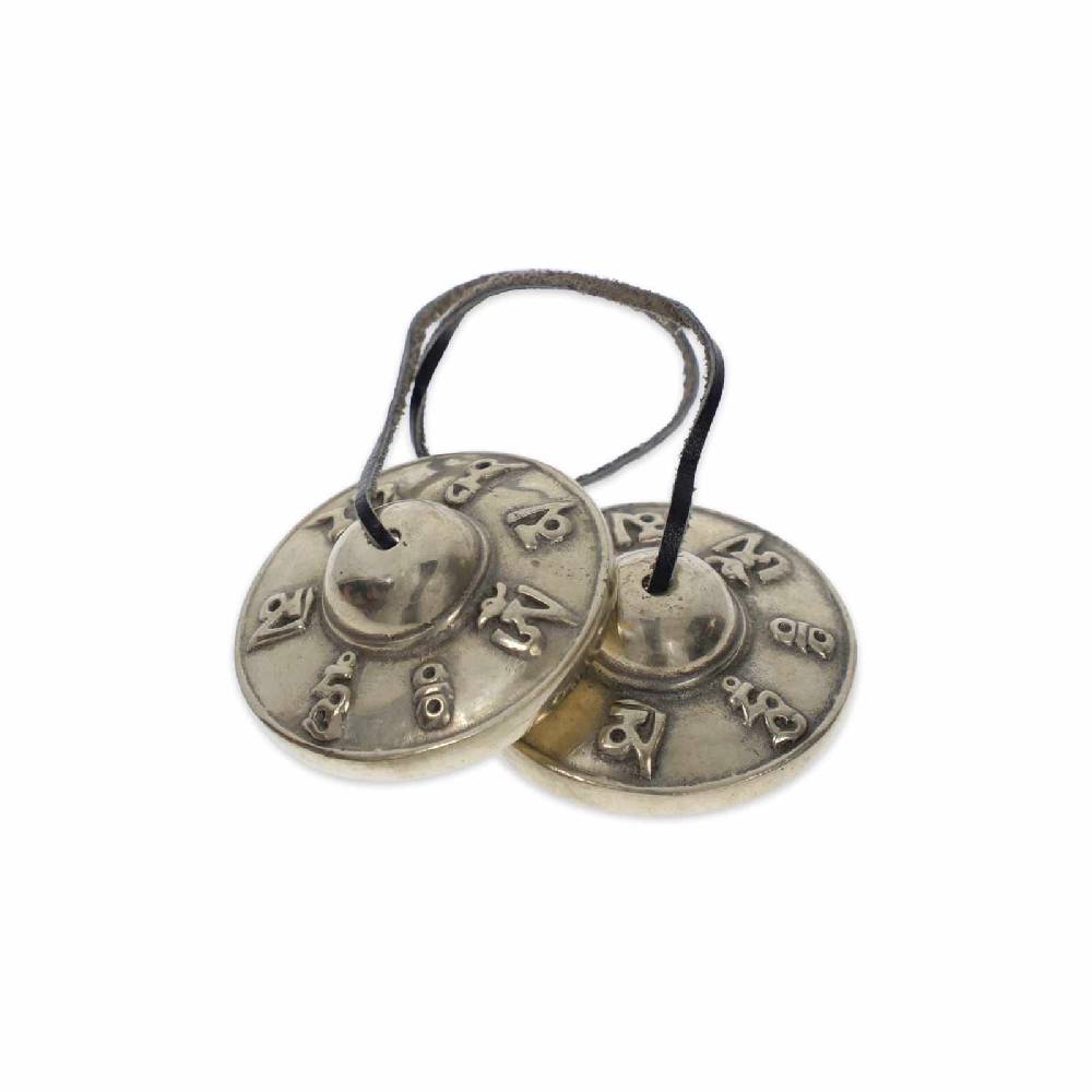 Kunst Und Magie Tibetische Zimbeln OM Tingcha Mit Hellem Klang 6,5 Cm Mit Geschenkbox