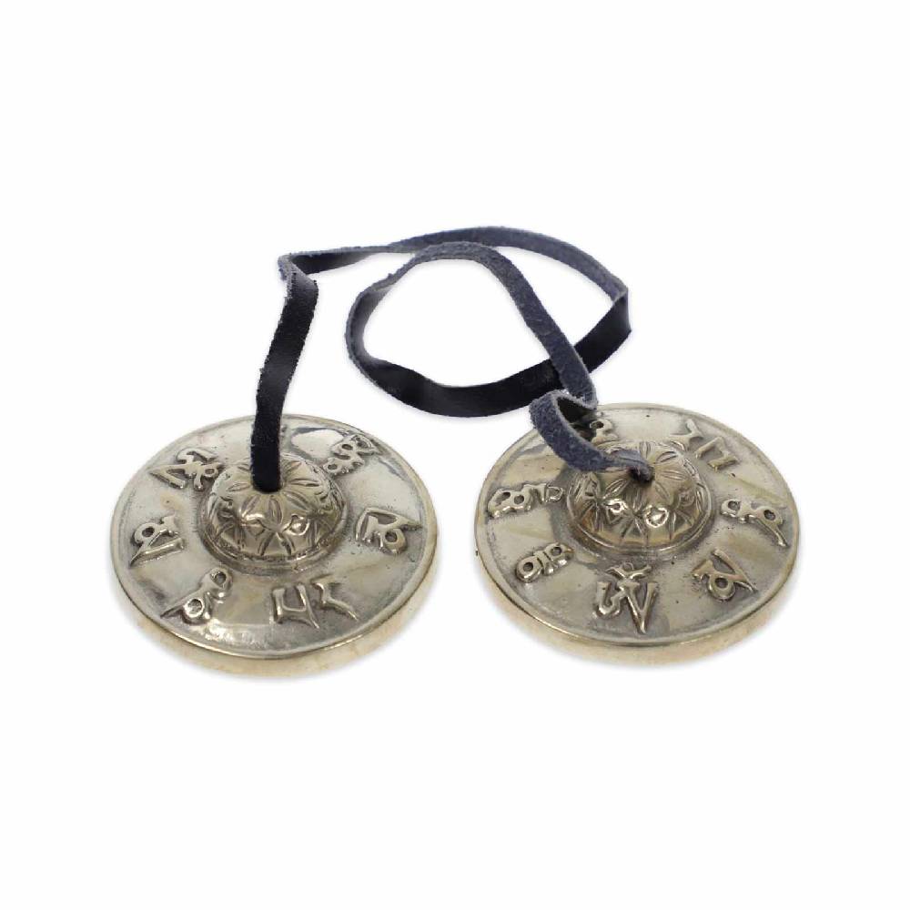 Kunst Und Magie Tibetische Zimbeln OM Tingcha Mit Hellem Klang 6,5 Cm Mit Geschenkbox